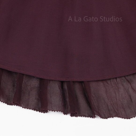 LOVESHACKFANCY Burgundy Maroon silk raw edge ruffle mini skirt Size Medium - Picture 4 of 7